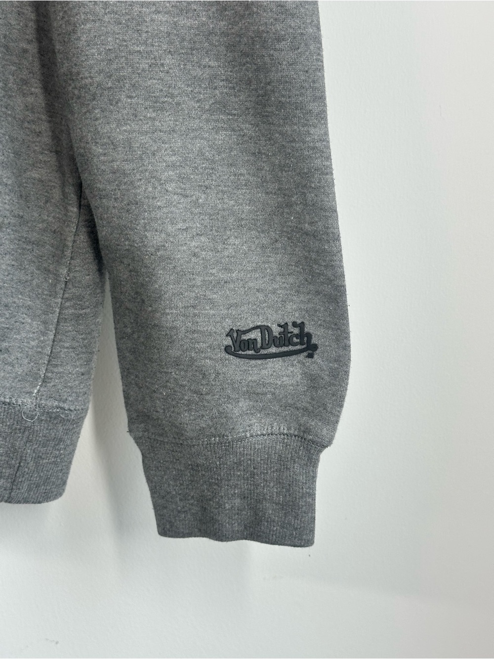 Von Dutch Gray Graphic Hoodie Y2K Checkerboard Logo Fleece Lined, LARGE - Picture 3 of 7